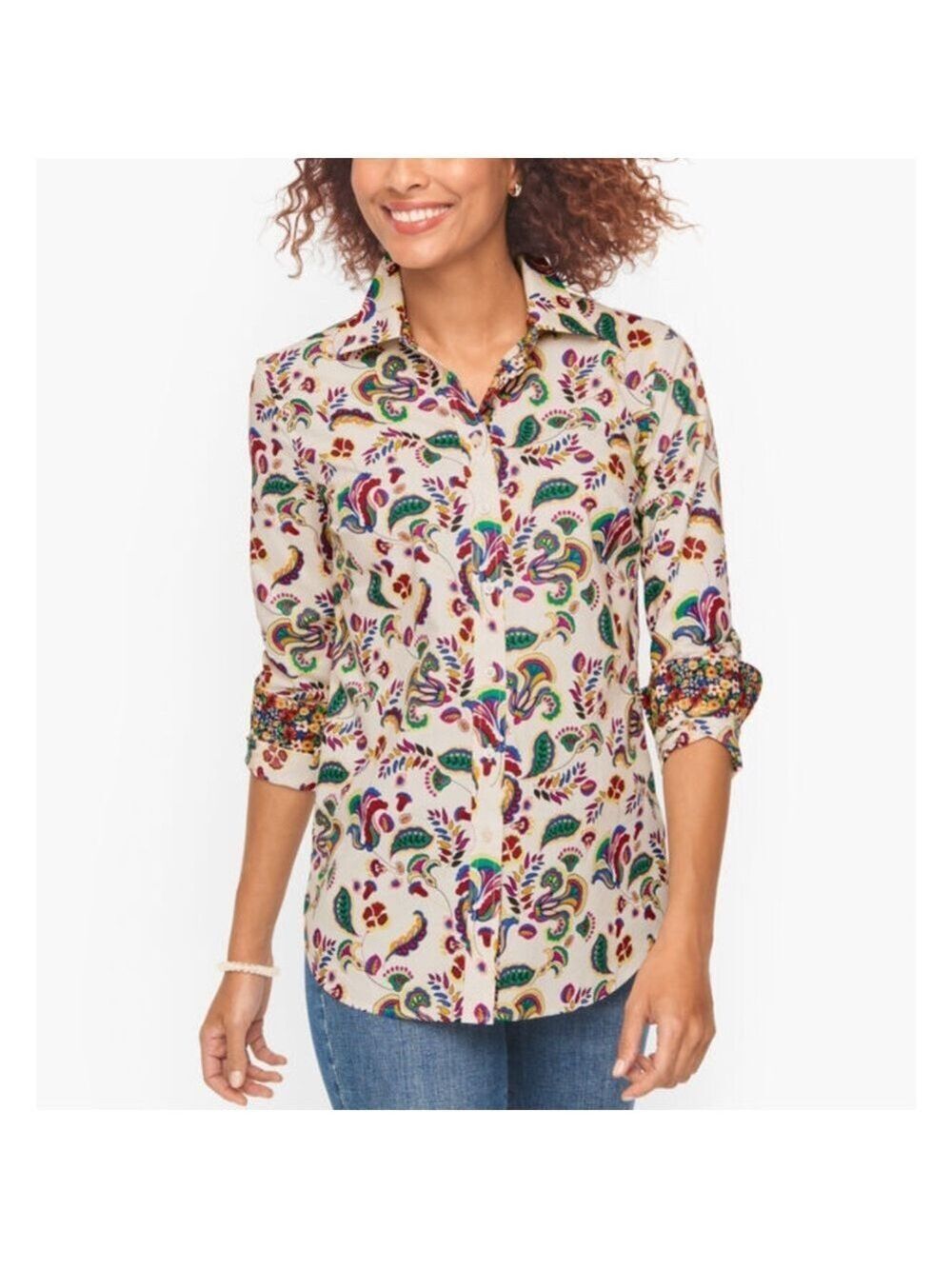 Talbots Colorful Paisley Button Down Shirt